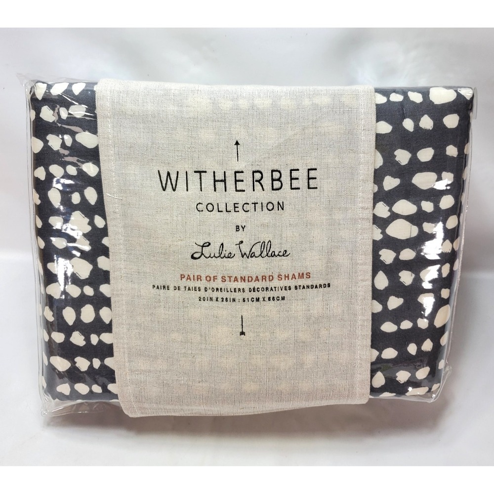 Anthropologie Witherbee Collection Standard Shams 2 Gray White Lulie Wallace Cot